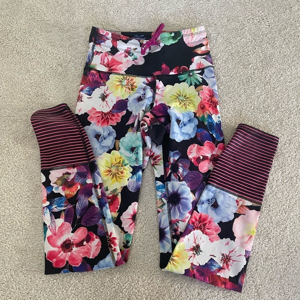 Old navy active floral stripe pants size S
